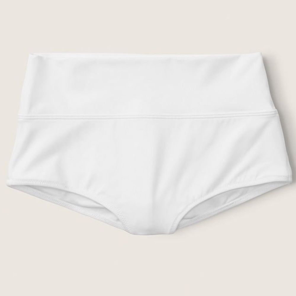Victoria’s Secret Pink Swim High Waist Shortie Bikini Bottom Black Optic White - Picture 2 of 8